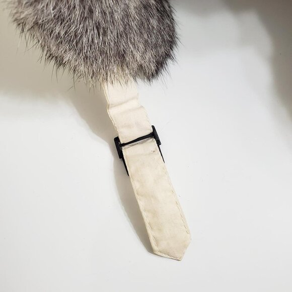 CROWN CAP Rabbit Fur Aviator Trapper Hat Large White Grey Unisex - Picture 10 of 10